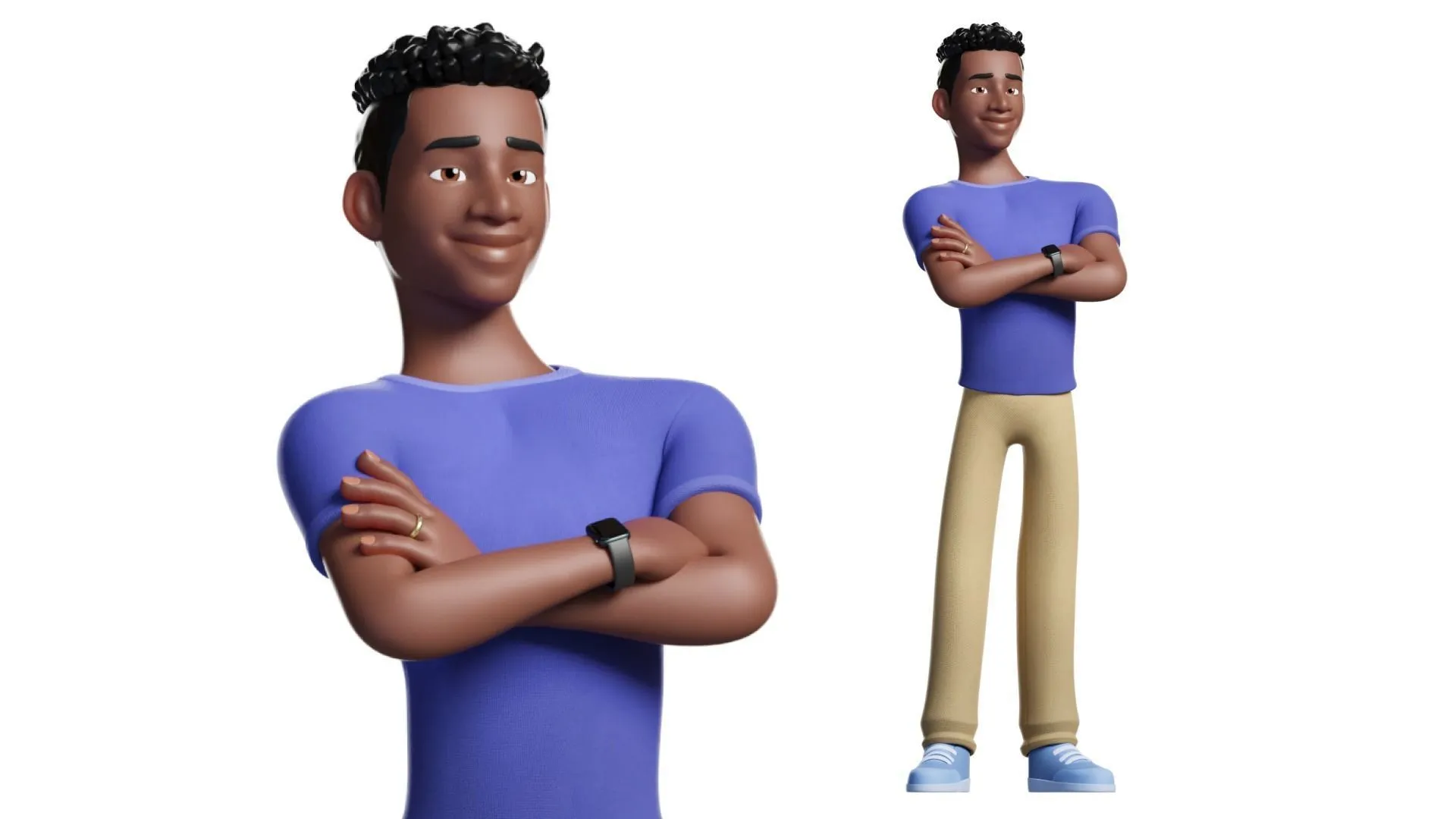 Customizable Black Man Character 3D character model scene